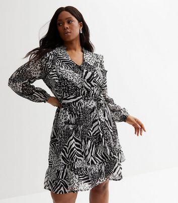 Grey leopard sales print shirt dress