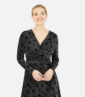 Black star wrap top dress