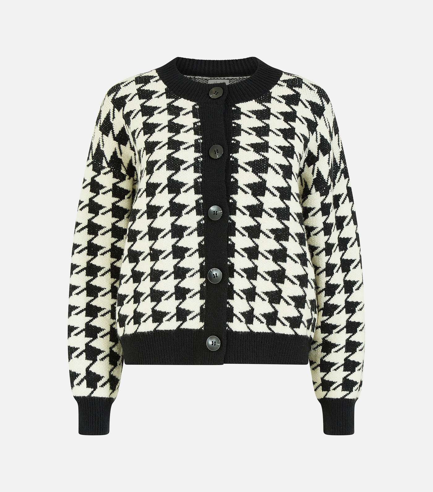 Yumi Black Dogtooth Knit Button Front Cardigan Image 4