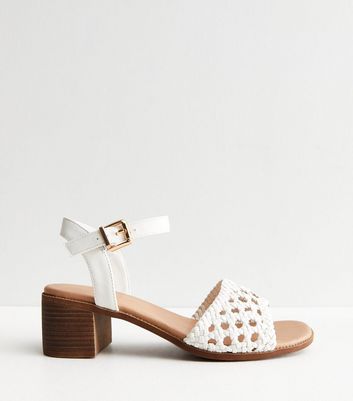 White block heel sandals new clearance look