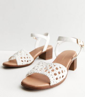 White outlet woven sandals