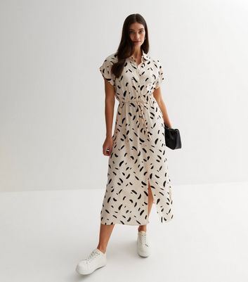 Off White Mark Making Drawstring Midi Shirt Dress