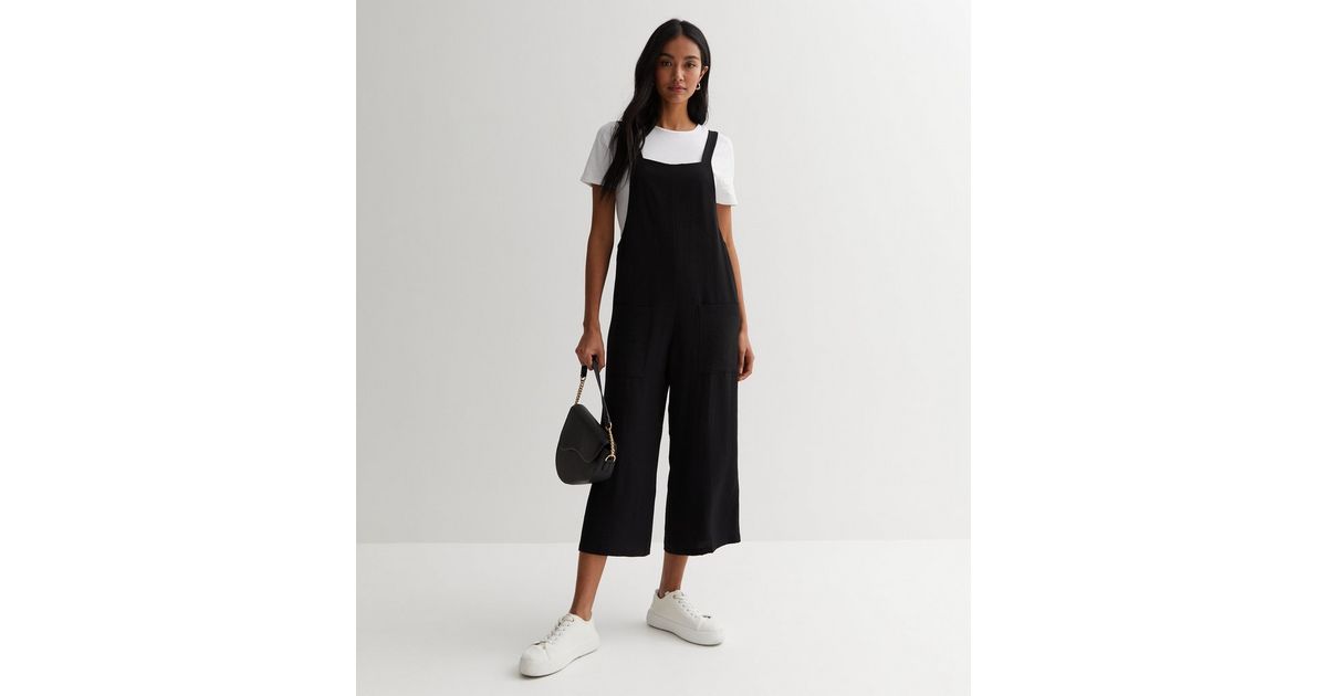 Button Front Wide Leg Romper Dungaree
