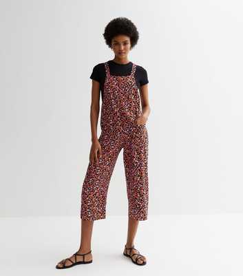 Black Ditsy Floral Crop Dungaree Jumpsuit