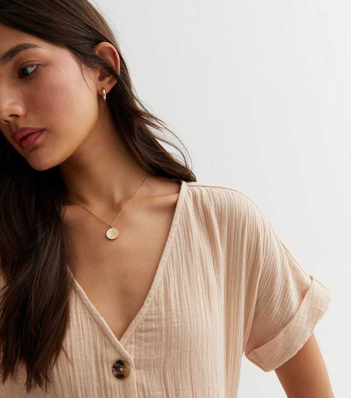 Camicia/abito Corto Estivo Donna Con Bottoni Oro, Plissettato, Arricciato, Stile Swing - TIKTOK - Foto 1