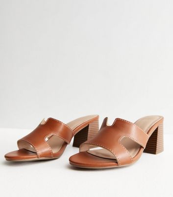 Womens cheap tan mules