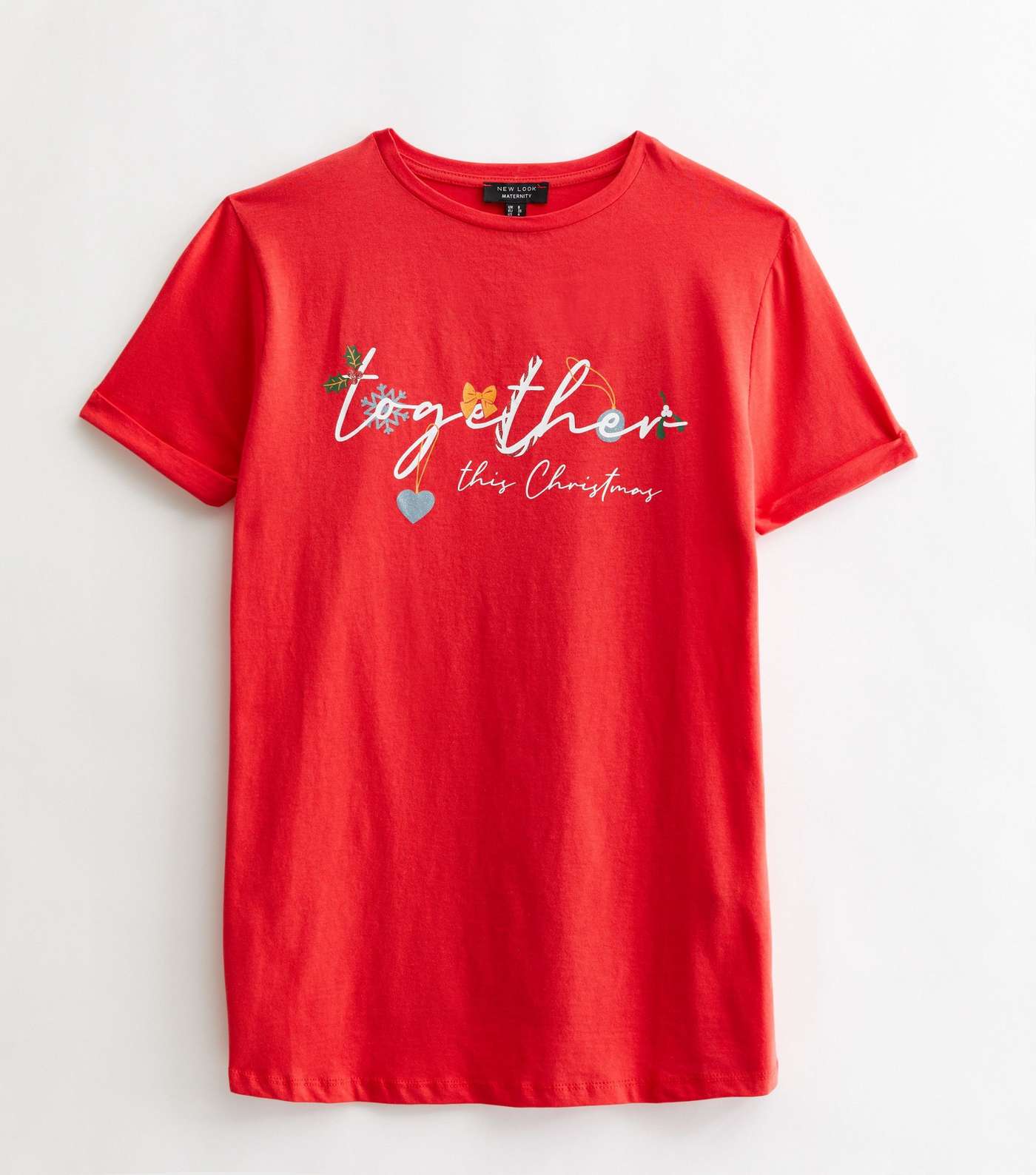 Maternity Red Together This Christmas Logo Crew T-Shirt