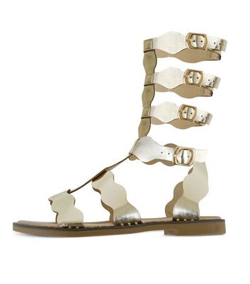South Beach Gold Gladiator Sandals New Look