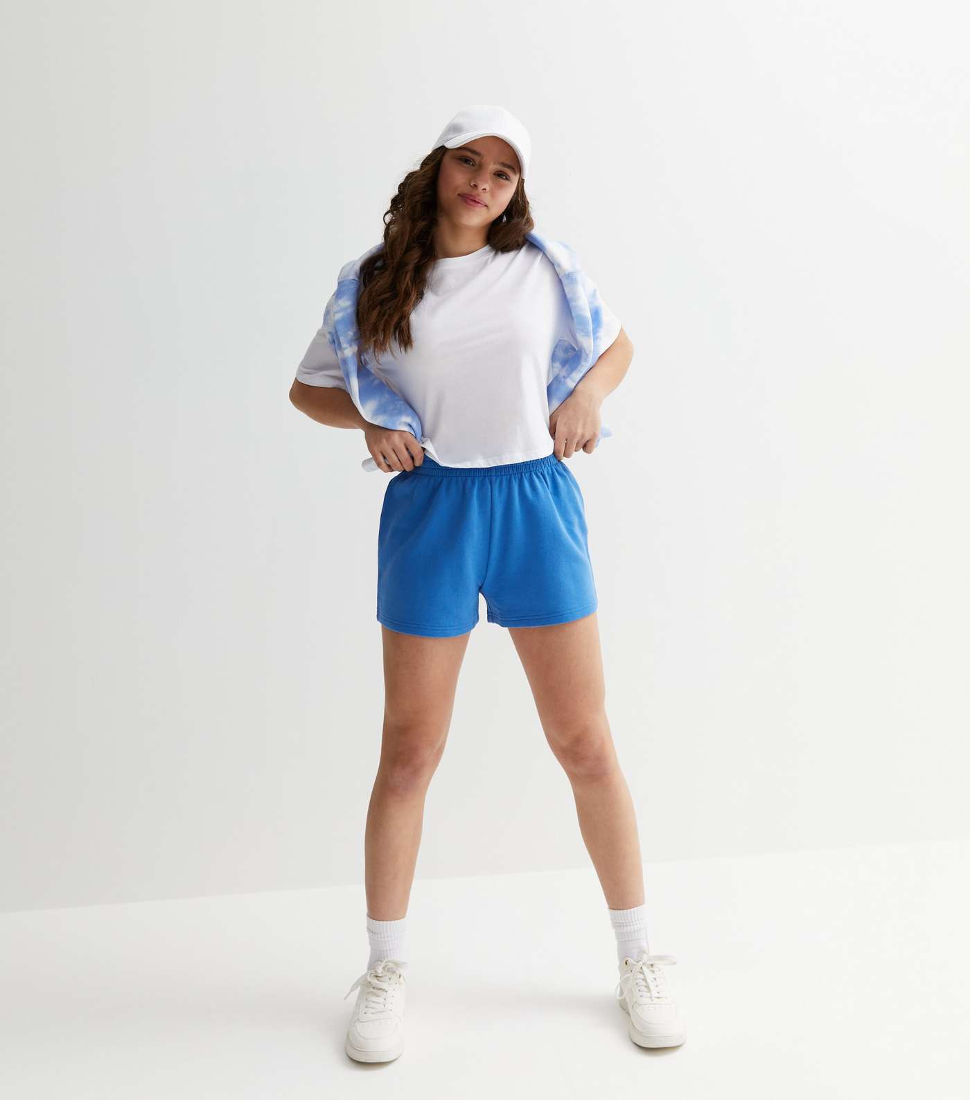 Girls Bright Blue Jogger Shorts Image 2