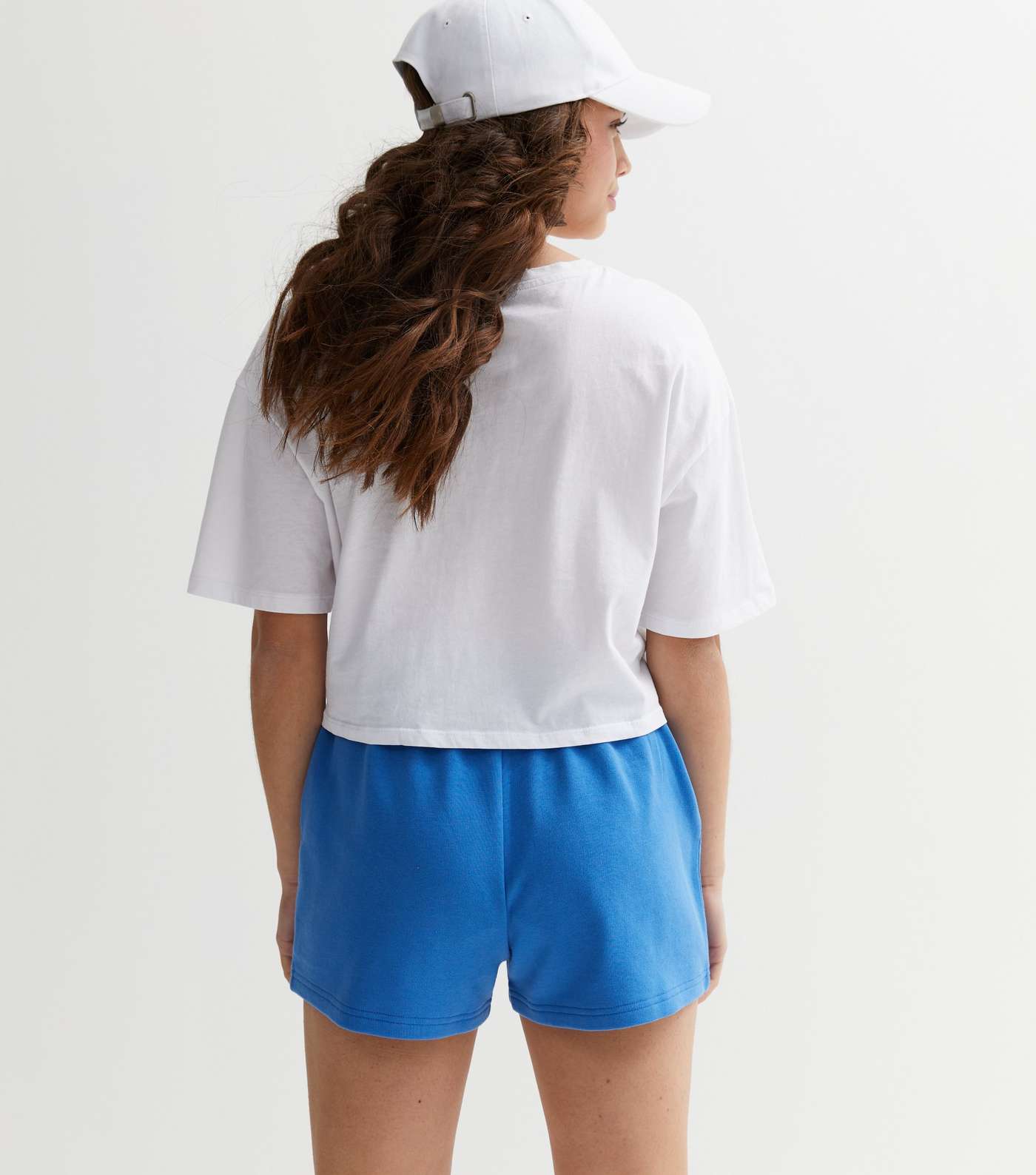 Girls Bright Blue Jogger Shorts Image 4
