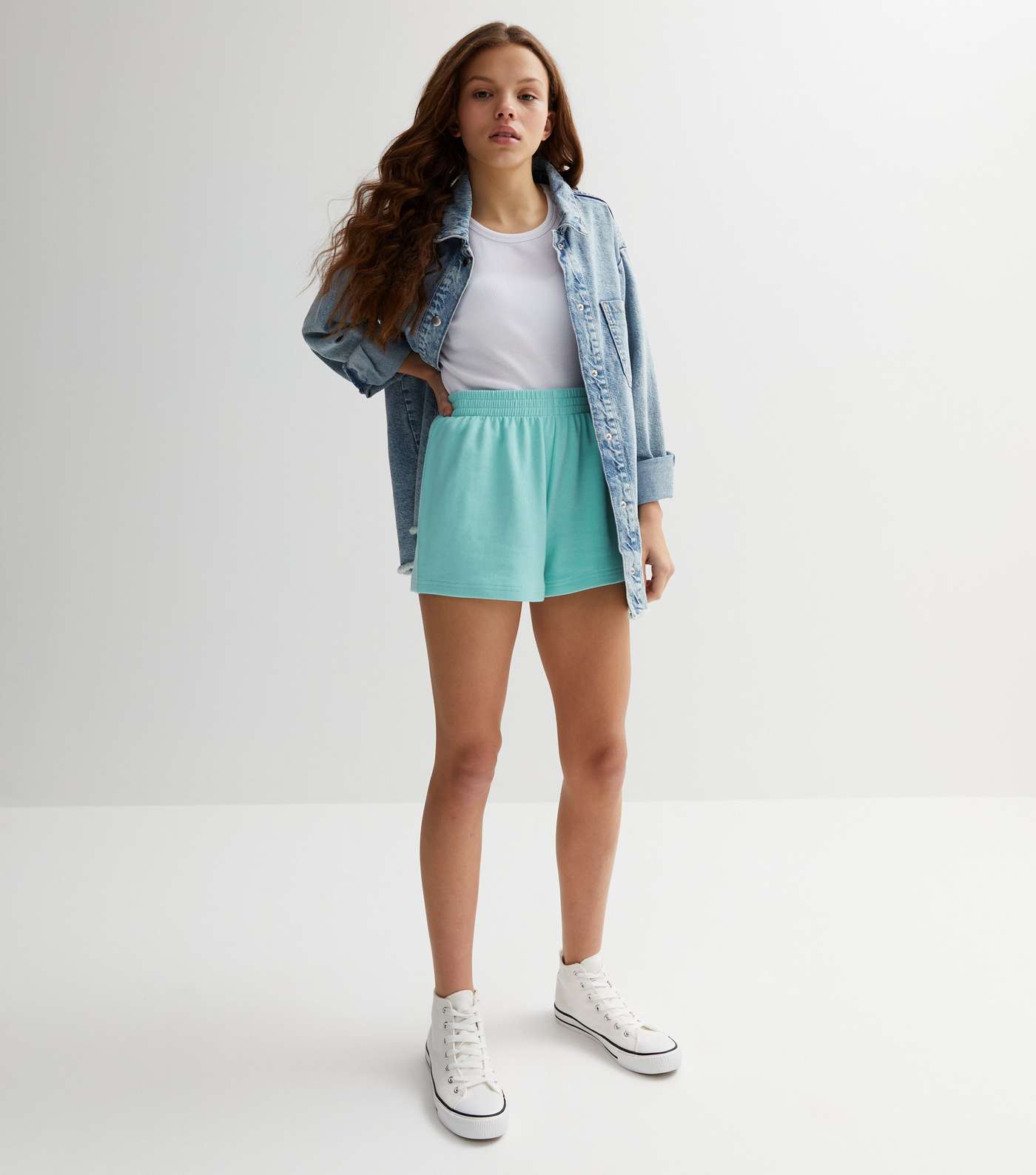 Girls Turquoise Jogger Shorts Image 3