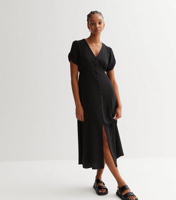 New Look midi shirt dress with belt in black pattern | ASOS