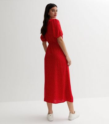 Midi red polka dot dress hotsell