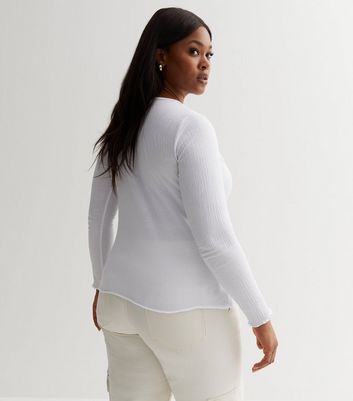 Curves Off White Textured Jersey Long Sleeve Top New Look