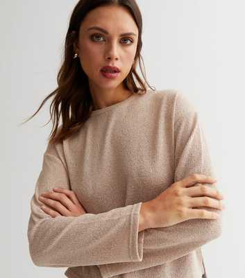 Stone Towelling Long Sleeve Boxy Top