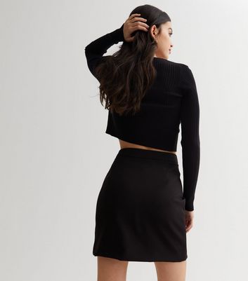 Black high waisted top skirt new look