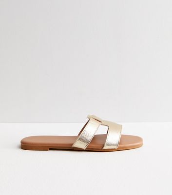 Gold 2025 slider sandals