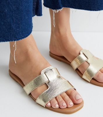 Gold cheap sliders womens