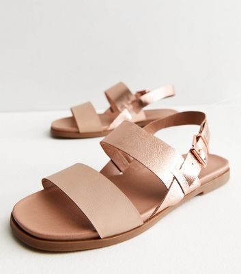 rose gold footbed sandals
