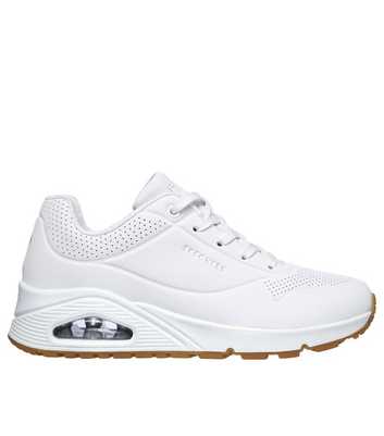 Skechers White Wedge Uno Stand On Air Trainers