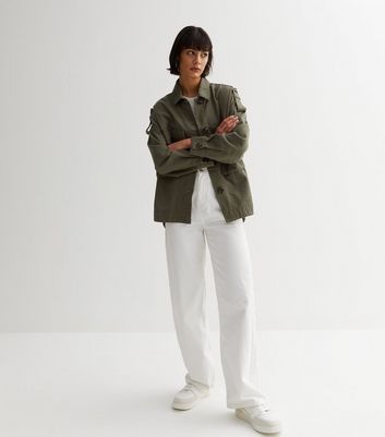 New look khaki on sale shacket