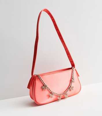 Public Desire Mid Pink Satin Butterfly Chain Shoulder Bag