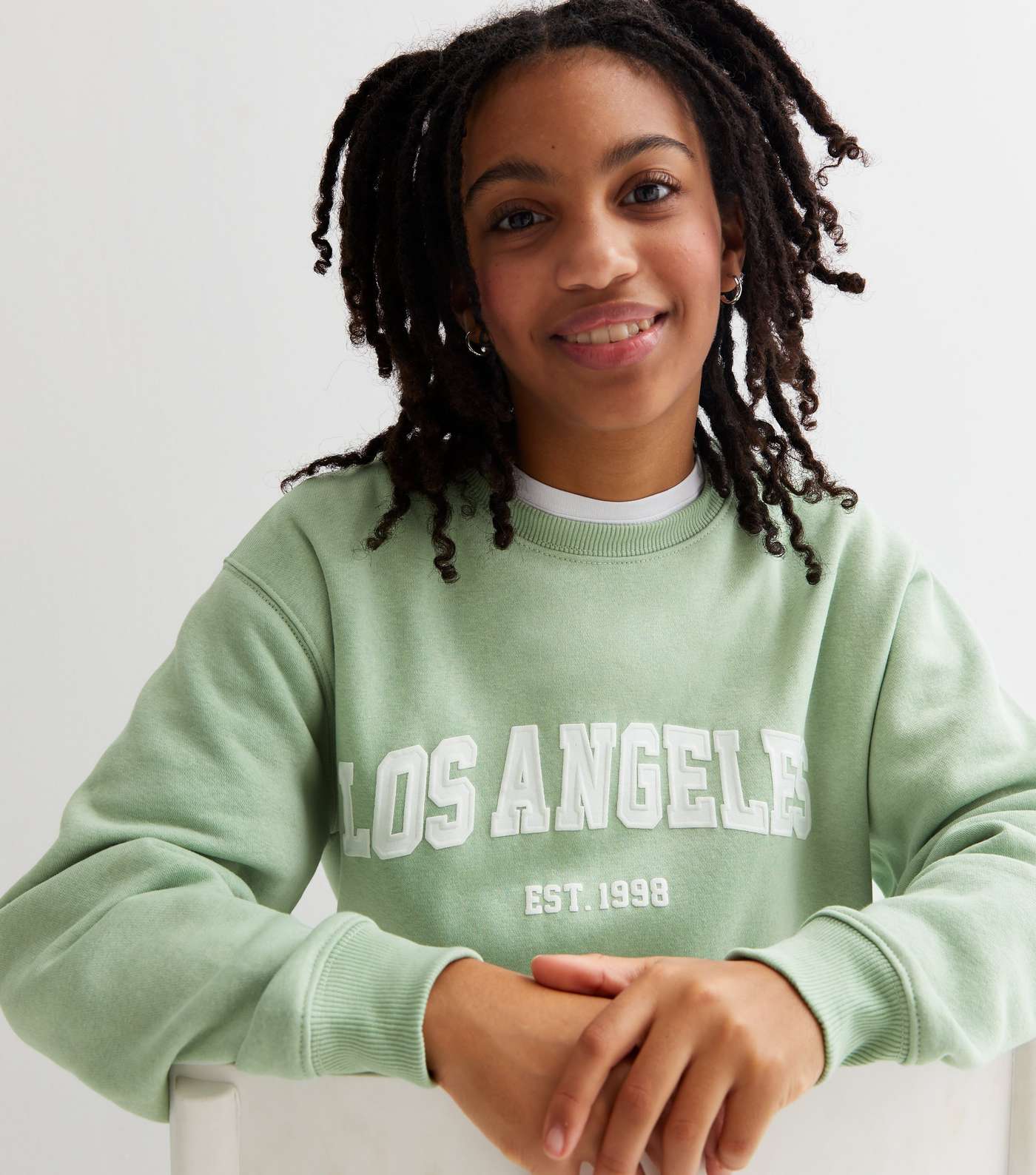Girls Light Green Los Angeles Logo Long Sweatshirt Image 3