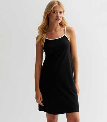 ONLY Black Jersey Contrast Trim Slip Dress