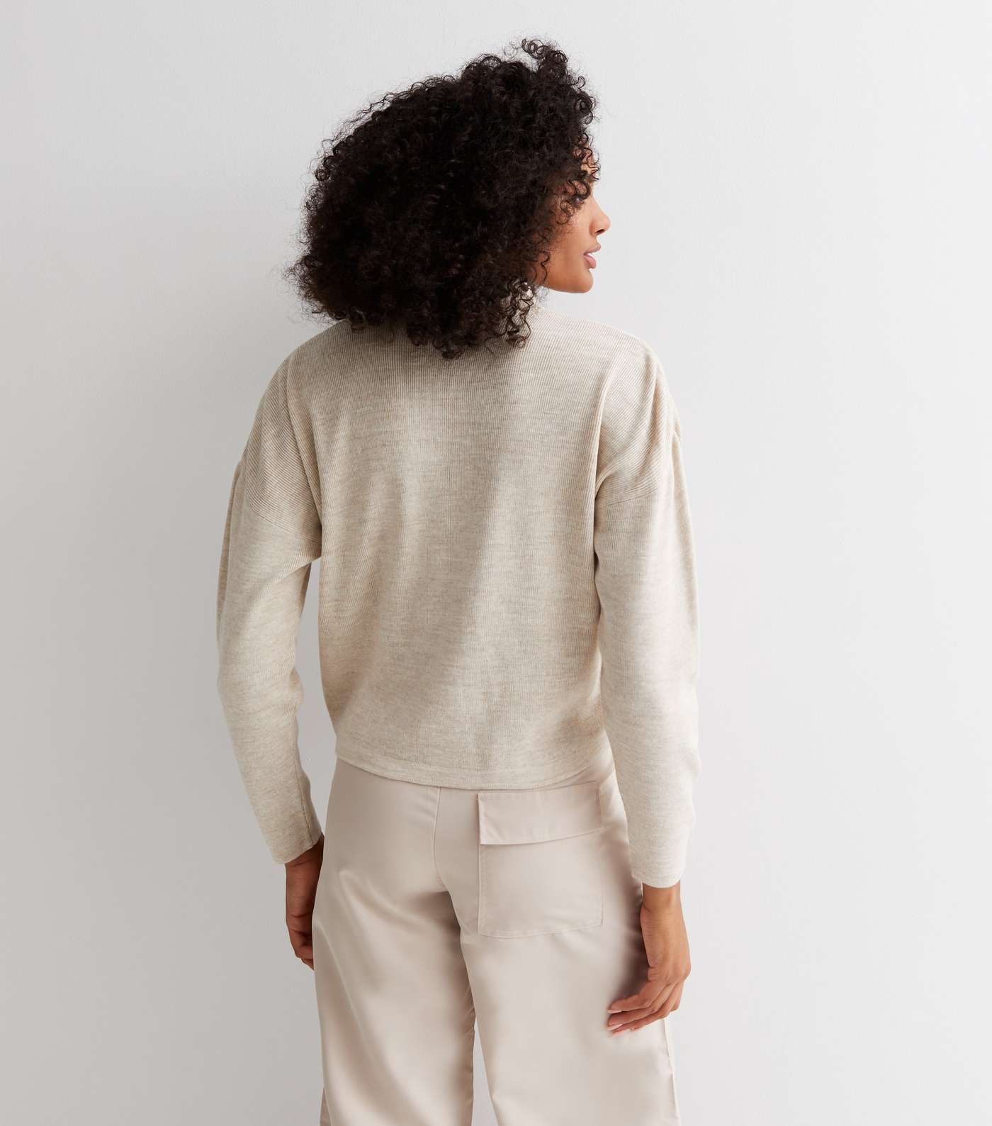 Cream Knit Collared Long Sleeve Jumper Image 4