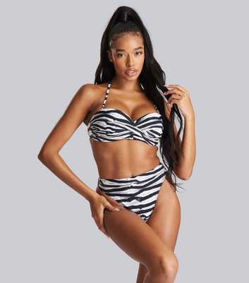 South Beach White Zebra Print Bikini Set