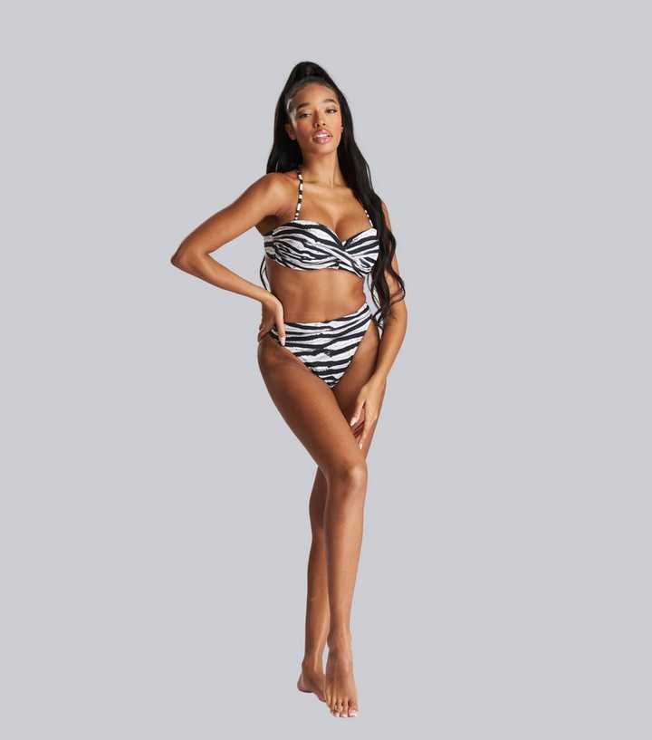 kandidatgrad Justerbar Udholdenhed South Beach White Zebra Print Bikini Set | New Look