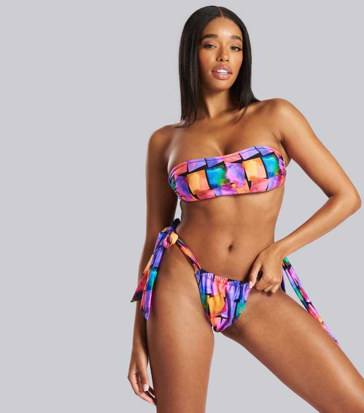 South Beach Multicoloured Abstract Bandeau Bikini Set