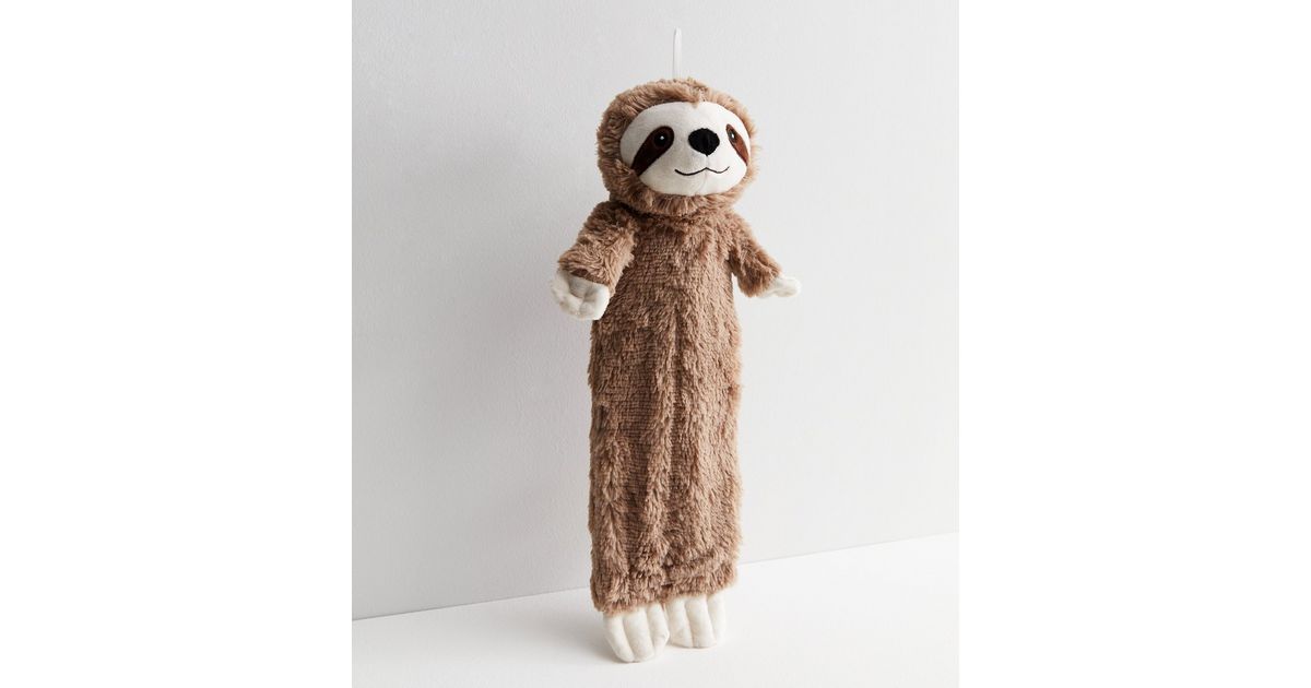 Brown Sloth Fluffy Hot Water Bottle New Look