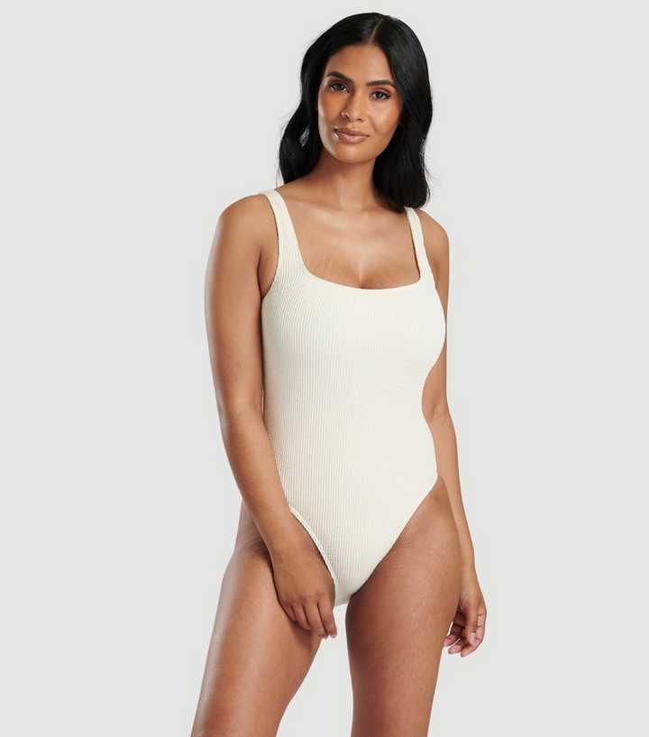 South Beach Cream Scoop Back Swimsuit