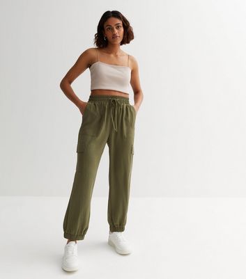 Mid Pink Belted Paperbag Crop Trousers  New Look