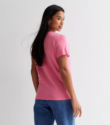 Petite Pink Cotton Crew Neck Short Sleeve T-Shirt New Look