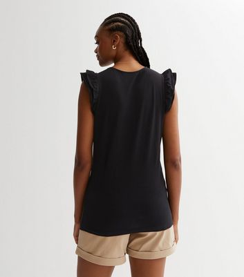 Tall Black Frill Sleeve Top