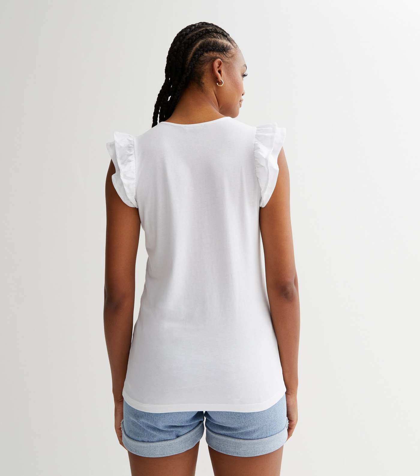 Tall White Frill Sleeve Top Image 4