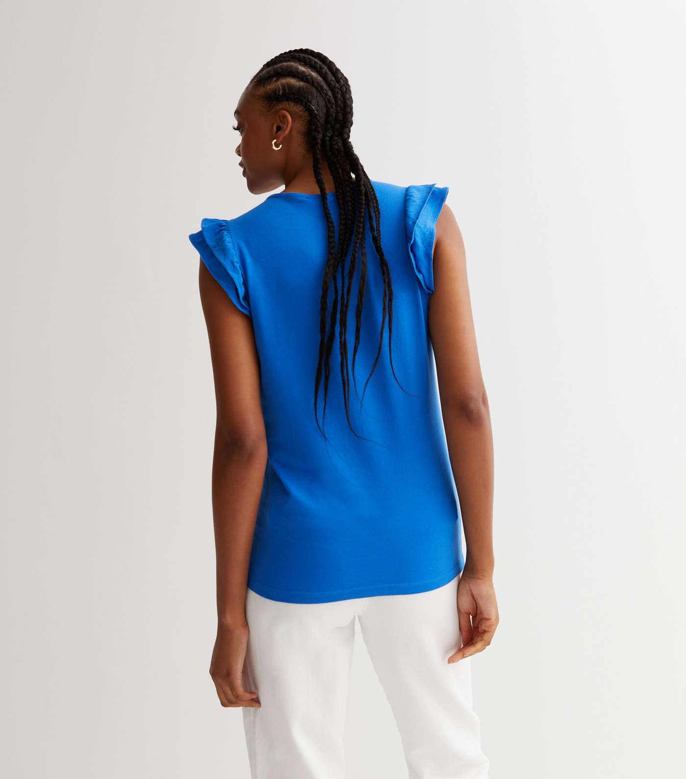 Tall Blue Frill Sleeve Top Image 4
