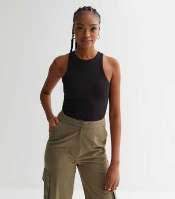 Tall Black Ribbed Racer Vest