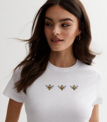 White 3 Bees Crew Neck T-Shirt