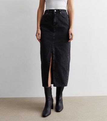 Long black 2025 denim pencil skirt