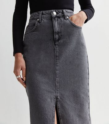 Mid length outlet denim skirts 50