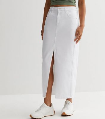 Long white shop denim skirt maxi