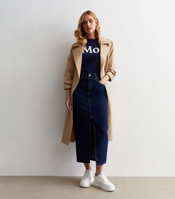 New look store denim midi skirt