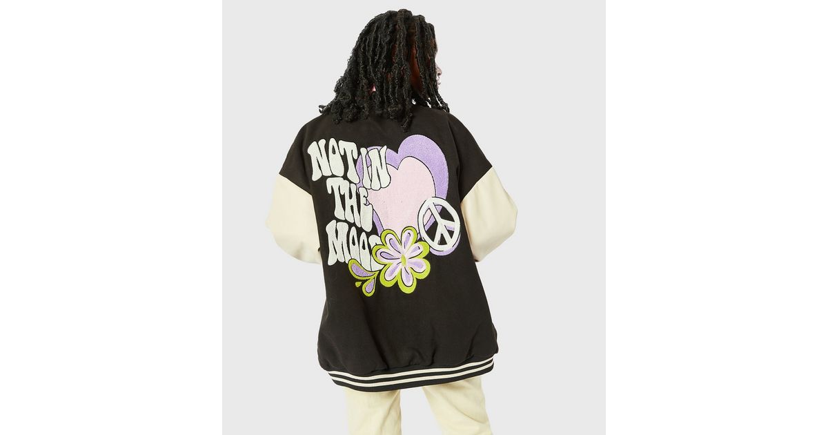 Skinnydip Black Not in the Mood Logo Bomber Jacket New Look