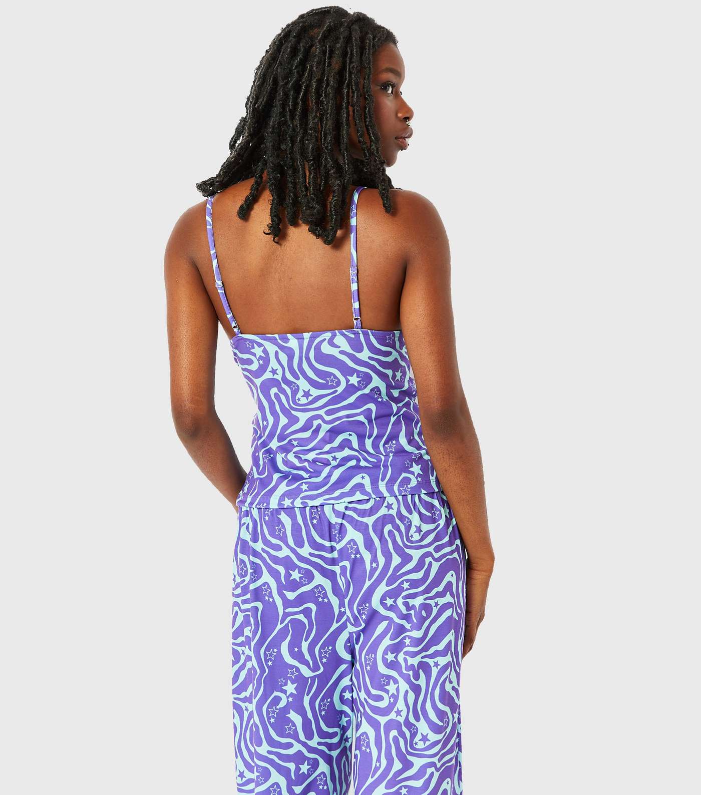 Skinnydip Purple Cami Pyjama Set with Swirl Star Print Image 7