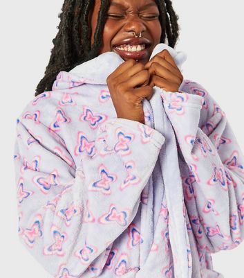 Ladies Super Soft Shimmer Fleece Robe,Plush Hooded Dressing Gown, 8-22,  LN526B | eBay