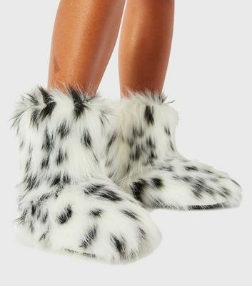 red furry slipper boots