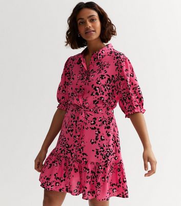 New look pink 2024 leopard print dress